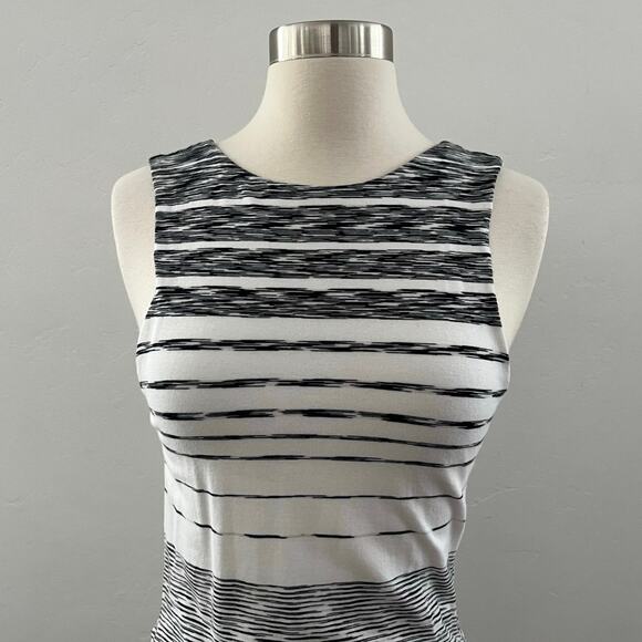 Athleta Stripe Midi Tank Dress Sleeveless Ruched Summer Casual Black White Small - Picture 4 of 9